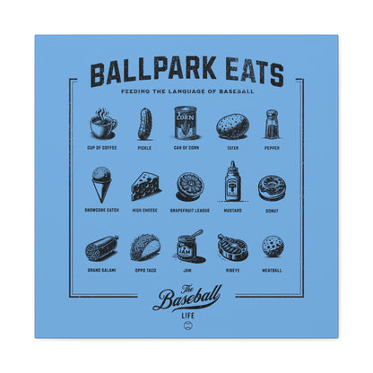 Ballpark Eats_Feeding the Language of Baseball Wall Art Canvas_Carolina Blue
