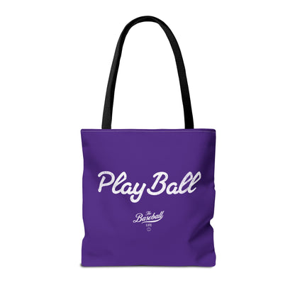 Play Ball Tote Bag_Purple with White Print