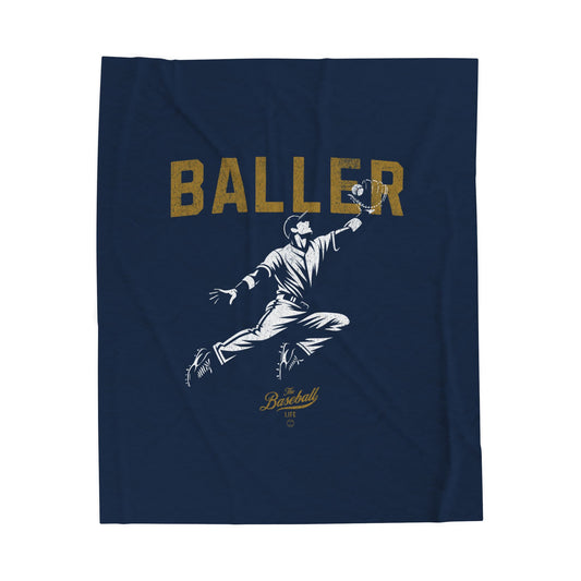 Velveteen Plush Blanket_Baller_Navy