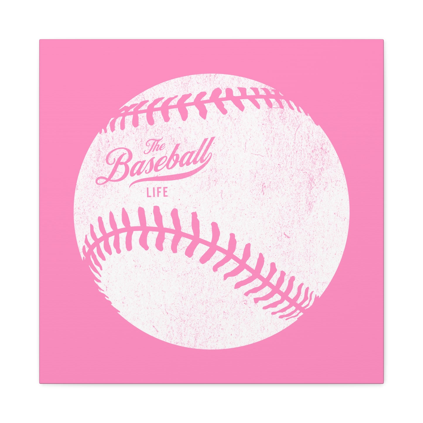 Weathered Baseball Wall Art Canvas_Bubble Gum Pink