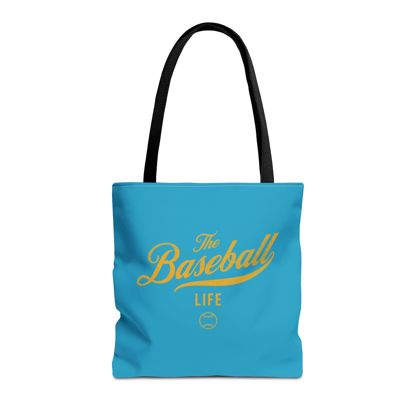 The Baseball Life Tote Bag_Turquoise w Yellow Gold Print