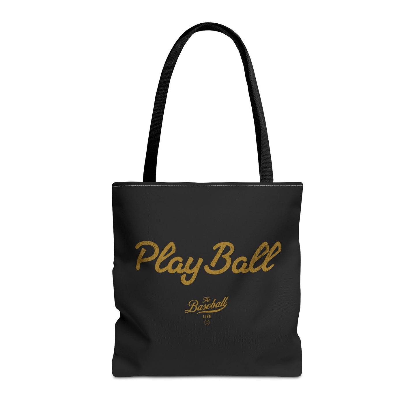 Play Ball Tote Bag_Black with Old Gold Print