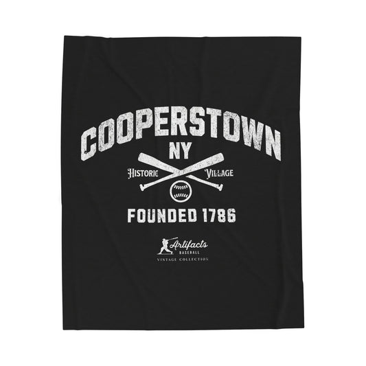 Velveteen Plush Blanket_Artifacts Baseball Collection_Cooperstown NY_Black