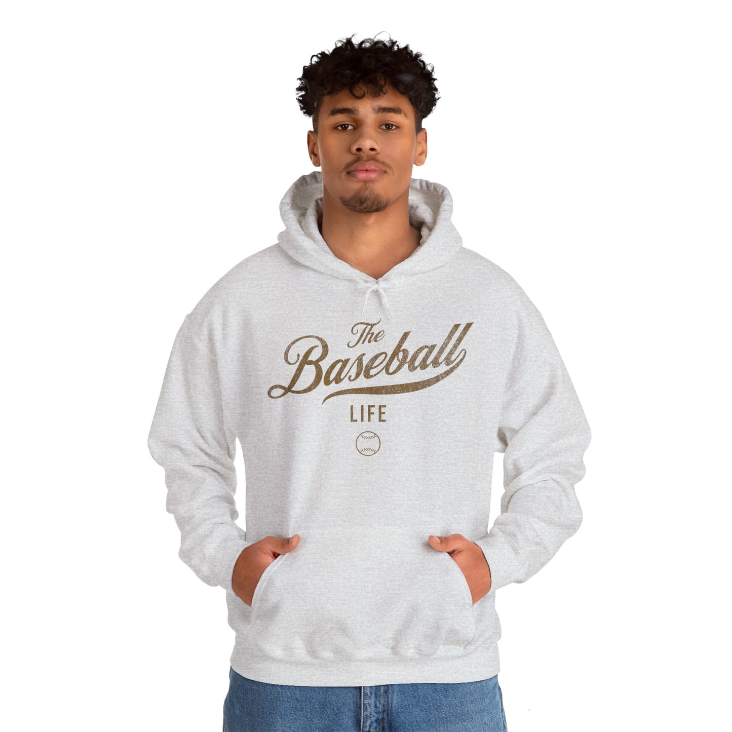 The Baseball Life Hoodie_Old Gold Print