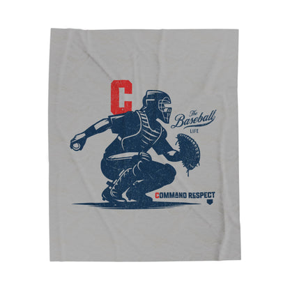 Velveteen Plush Blanket_Catcher_Command Respect_Light Gray