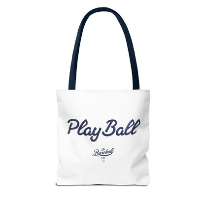 Play Ball Tote Bag_White with Navy Print