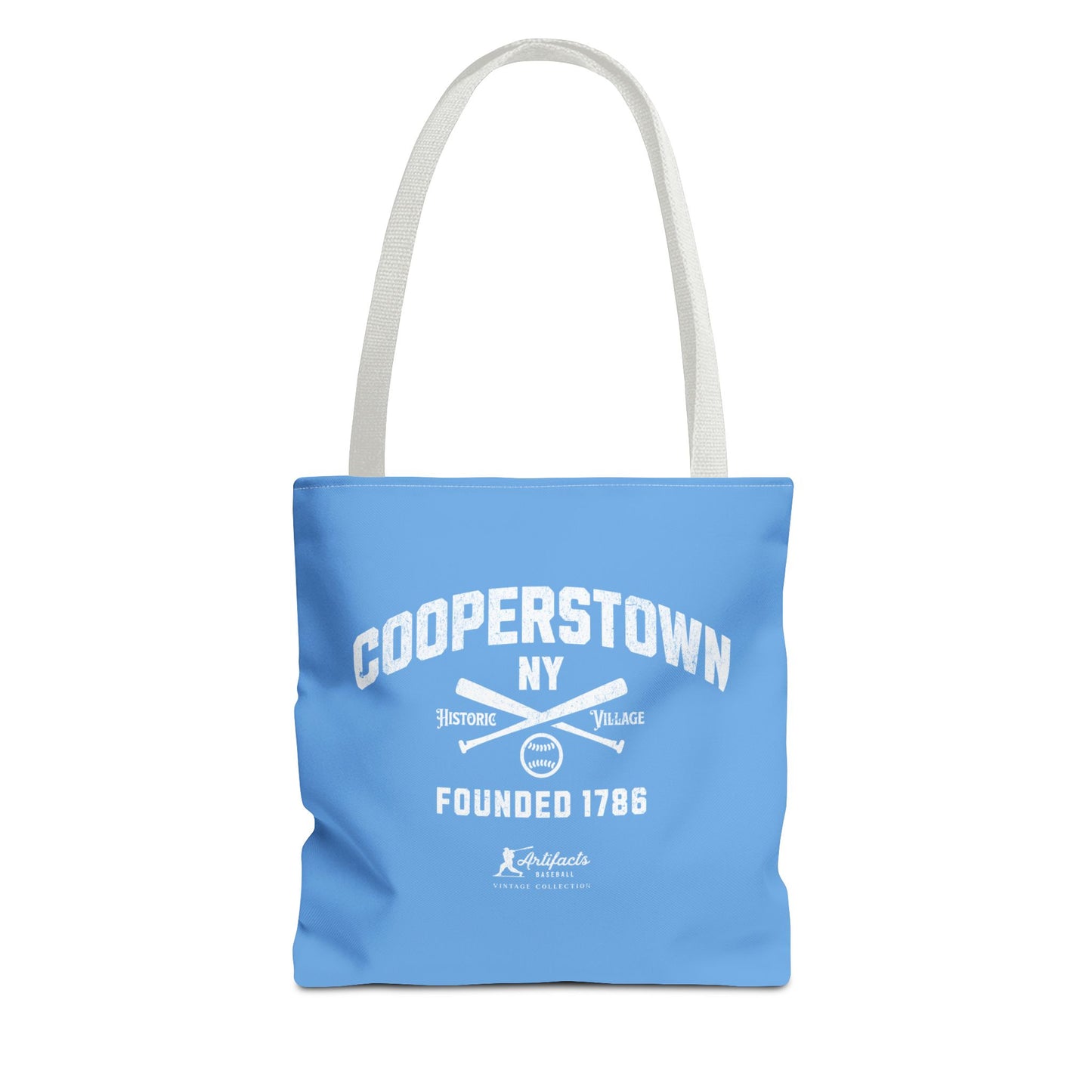 Cooperstown, NY Tote Bag_Carolina Blue w White Print