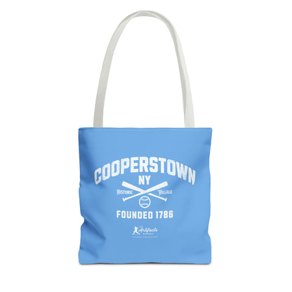 Cooperstown, NY Tote Bag_Carolina Blue w White Print