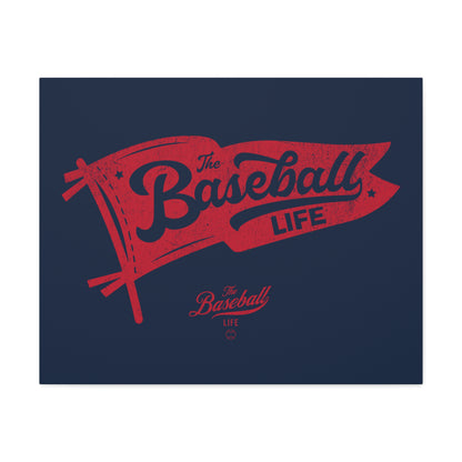 Classic Pennant Wall Art Canvas_Red Print on Navy