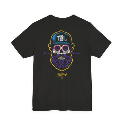 Sugar Skull with Beard Baseball T-Shirt