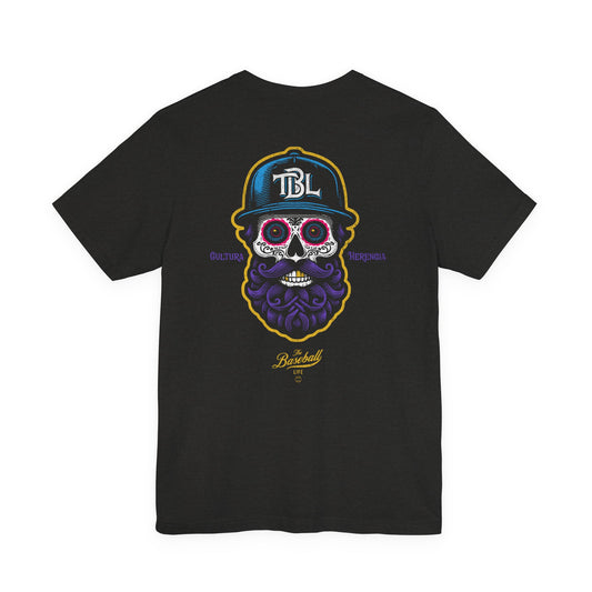 Sugar Skull with Beard Baseball T-Shirt