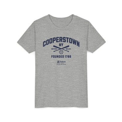 Youth Cooperstown NY Navy Print_Artifacts Baseball Collection T-Shirt