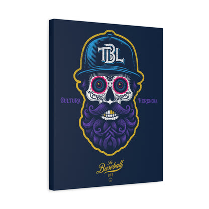 Beisbol Sugar Skull Series_Player 2 Wall Art Canvas_Navy