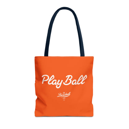 Play Ball Tote Bag_Orange with White Print