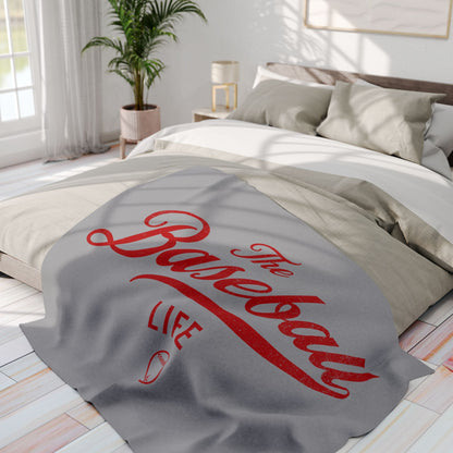 Fleece Blanket_Silver Gray w Red Print