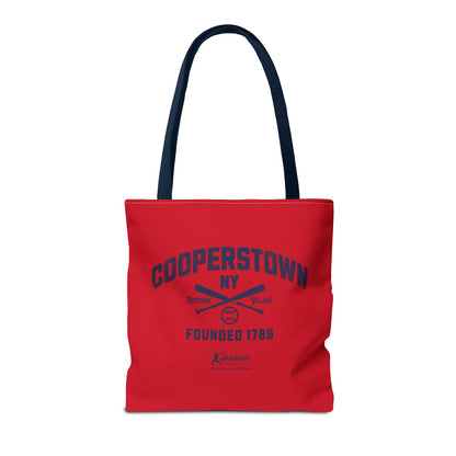 Cooperstown, NY Tote Bag_Red w Navy Print