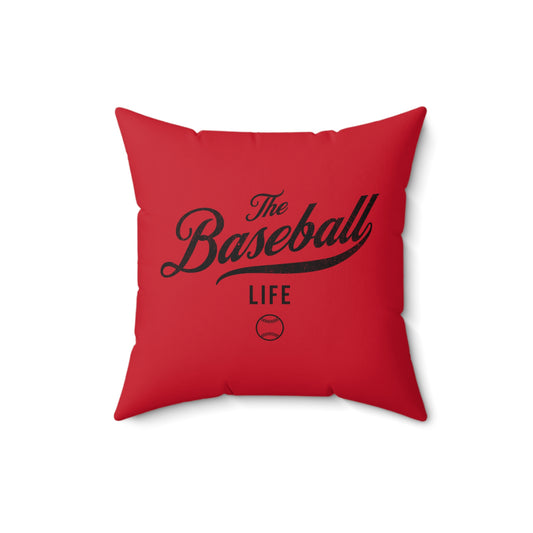 The Baseball Life Accent Pillow_Red w Black Print