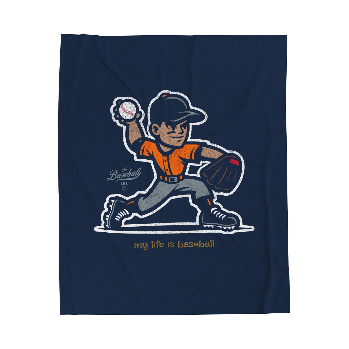 Velveteen Plush Blanket_My Life Is Baseball Orange Jersey