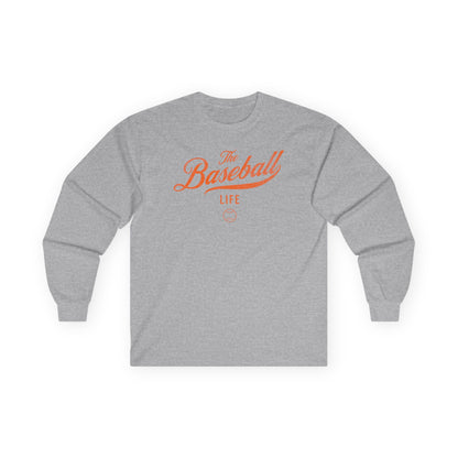 The Baseball Life Long Sleeve T-Shirt_Orange Print