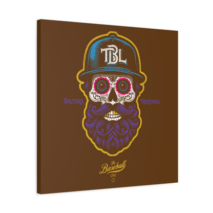 Beisbol Sugar Skull Series_Player 2  Wall Art Canvas_Brown