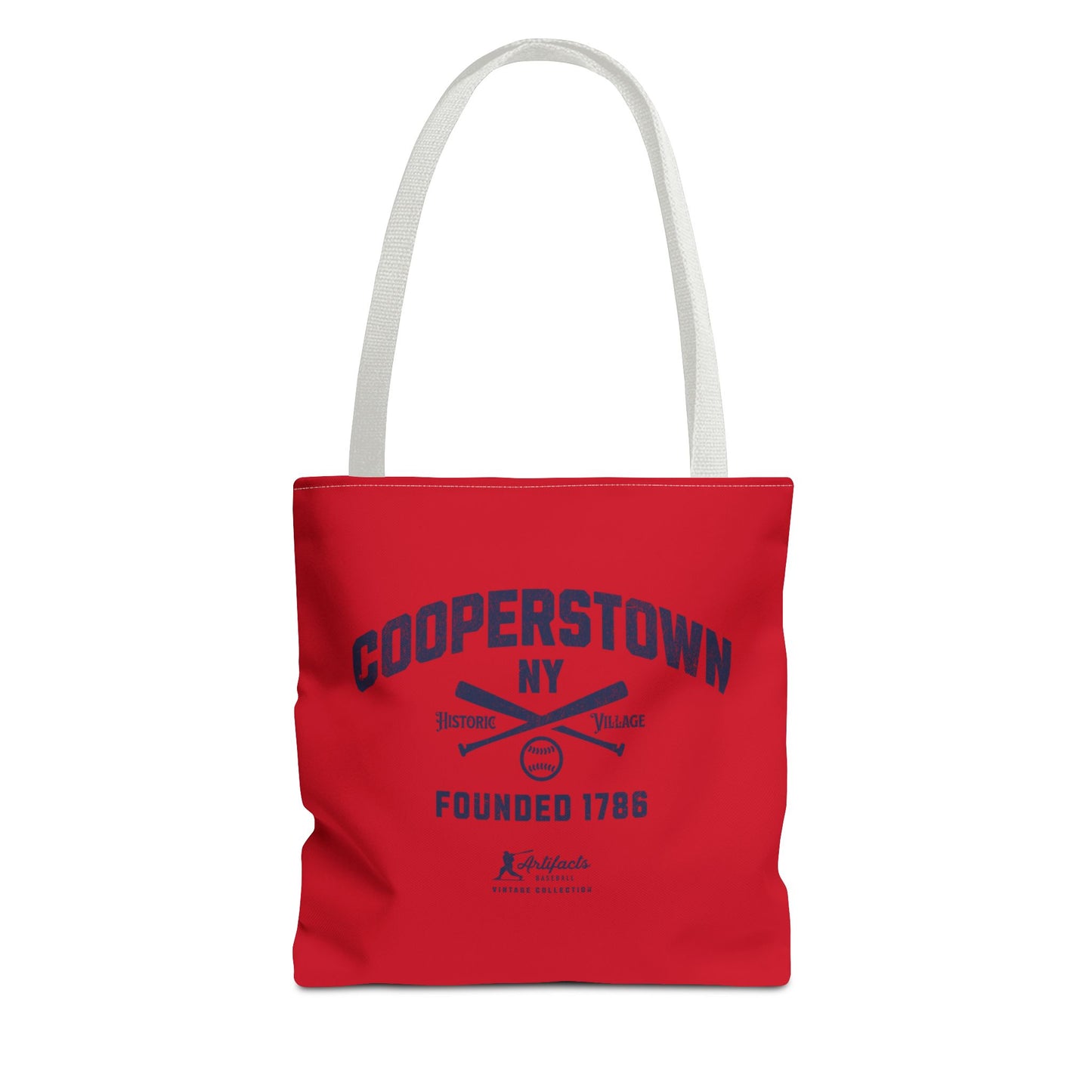 Cooperstown, NY Tote Bag_Red w Navy Print