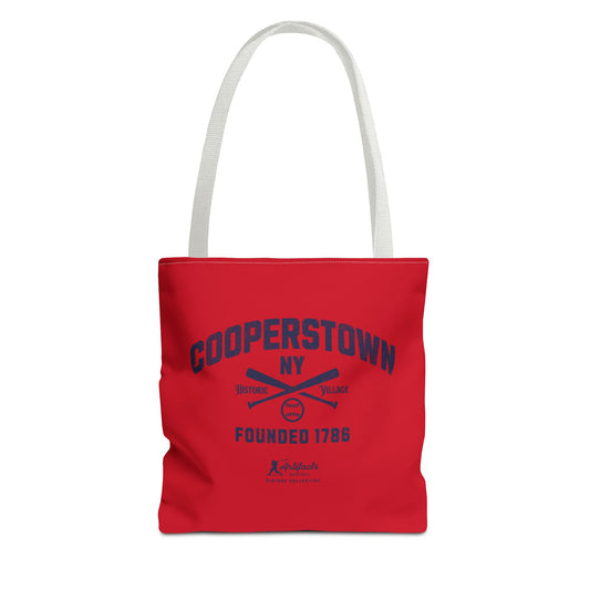 Cooperstown, NY Tote Bag_Red w Navy Print