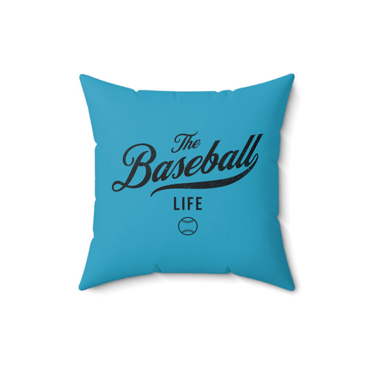 The Baseball Life Accent Pillow_Turquoise w Black Print