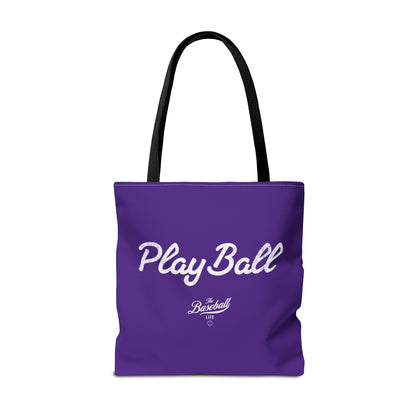 Play Ball Tote Bag_Purple with White Print