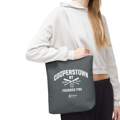 Cooperstown, NY Tote Bag_Dark Gray w White Print