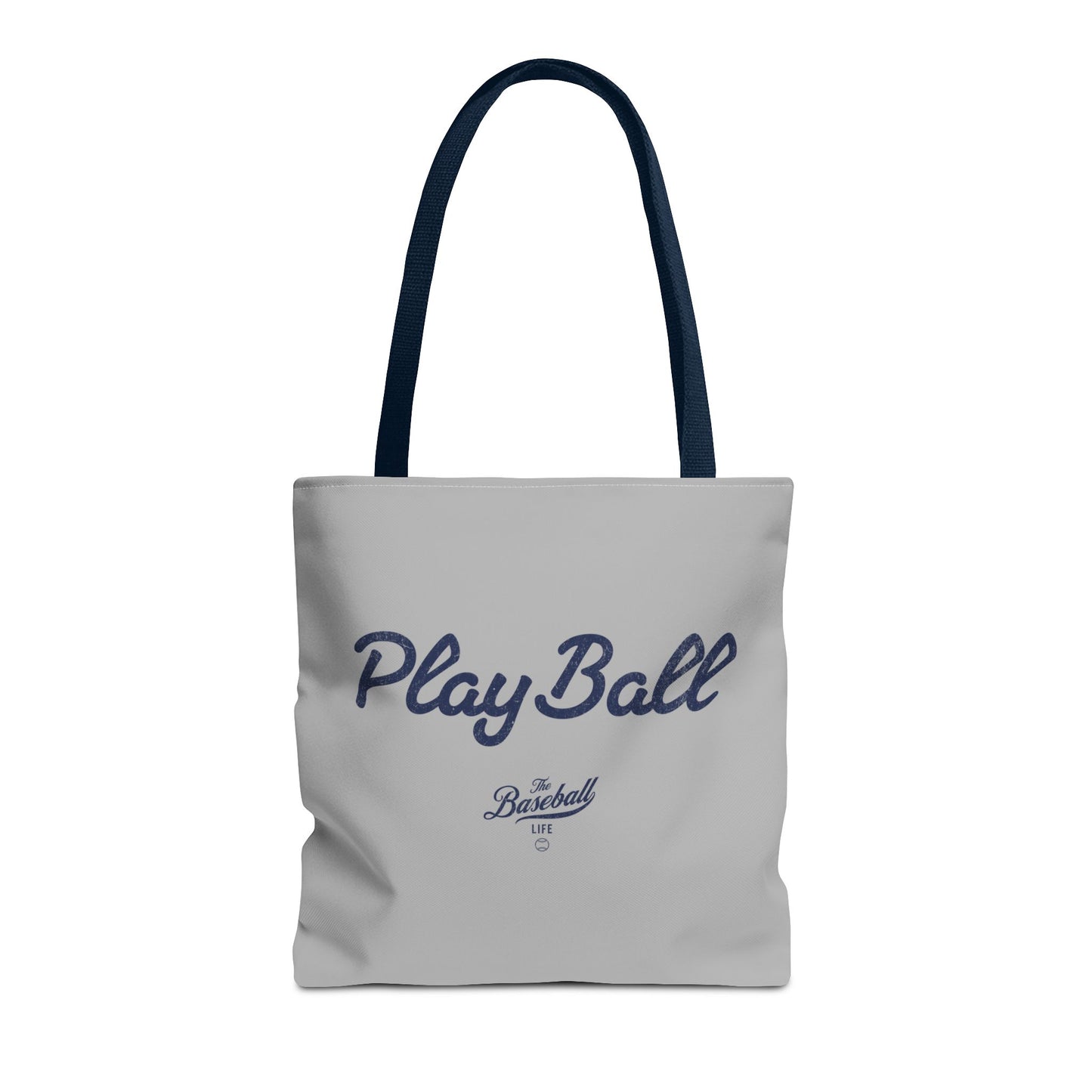 Play Ball Tote Bag_Light Gray with Navy Print