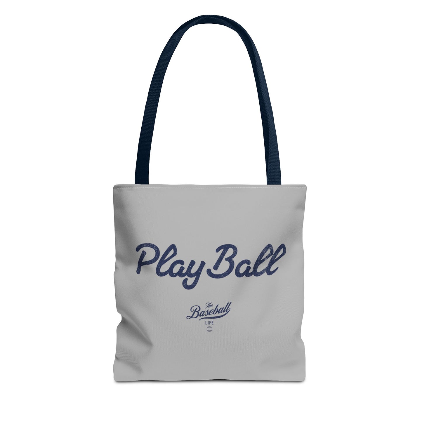 Play Ball Tote Bag_Light Gray with Navy Print