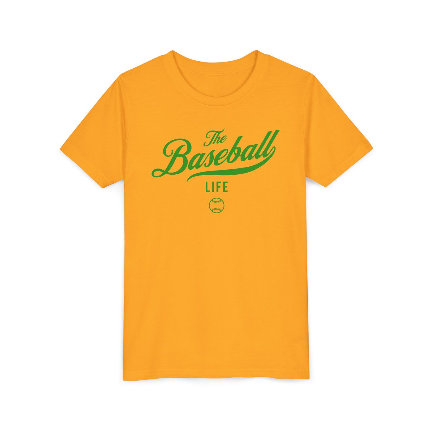 Youth The Baseball Life Classic Script T-Shirt_Green Print