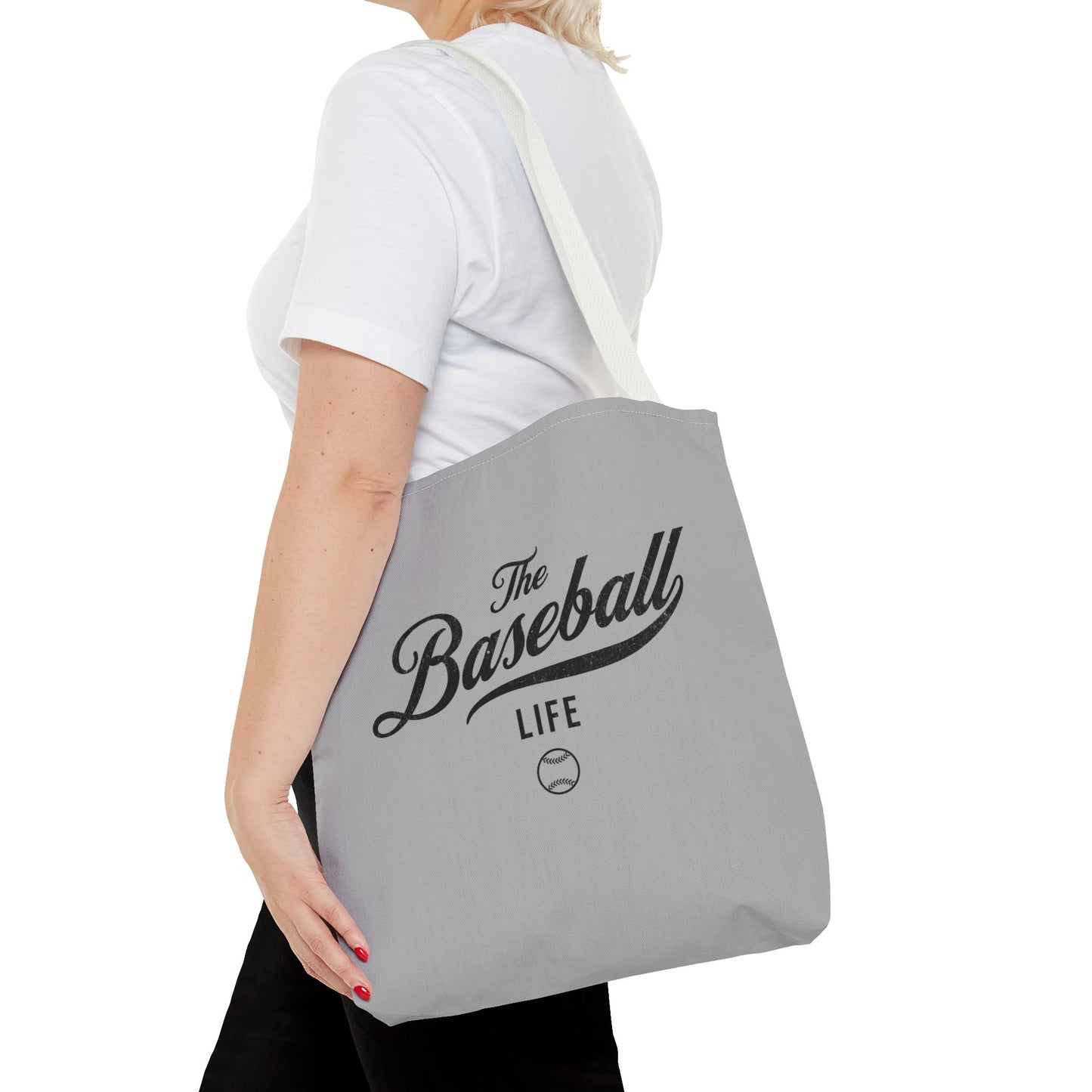 The Baseball Life Tote Bag_Gray w Black Print