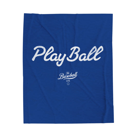 Velveteen Plush Blanket_Play Ball_Royal Blue
