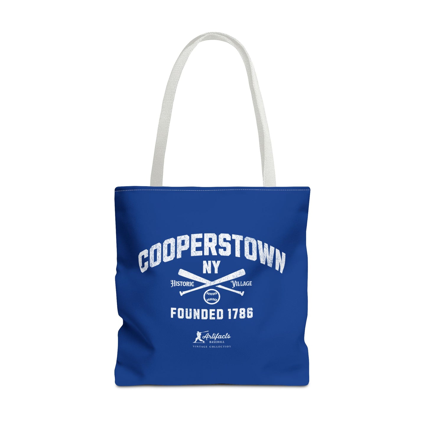 Cooperstown, NY Tote Bag_Royal Blue w White Print