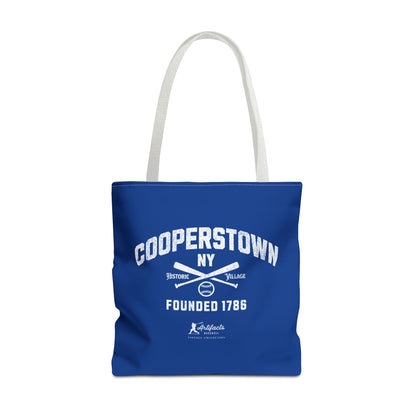 Cooperstown, NY Tote Bag_Royal Blue w White Print