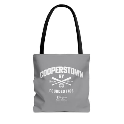 Cooperstown, NY Tote Bag_Gray w White Print