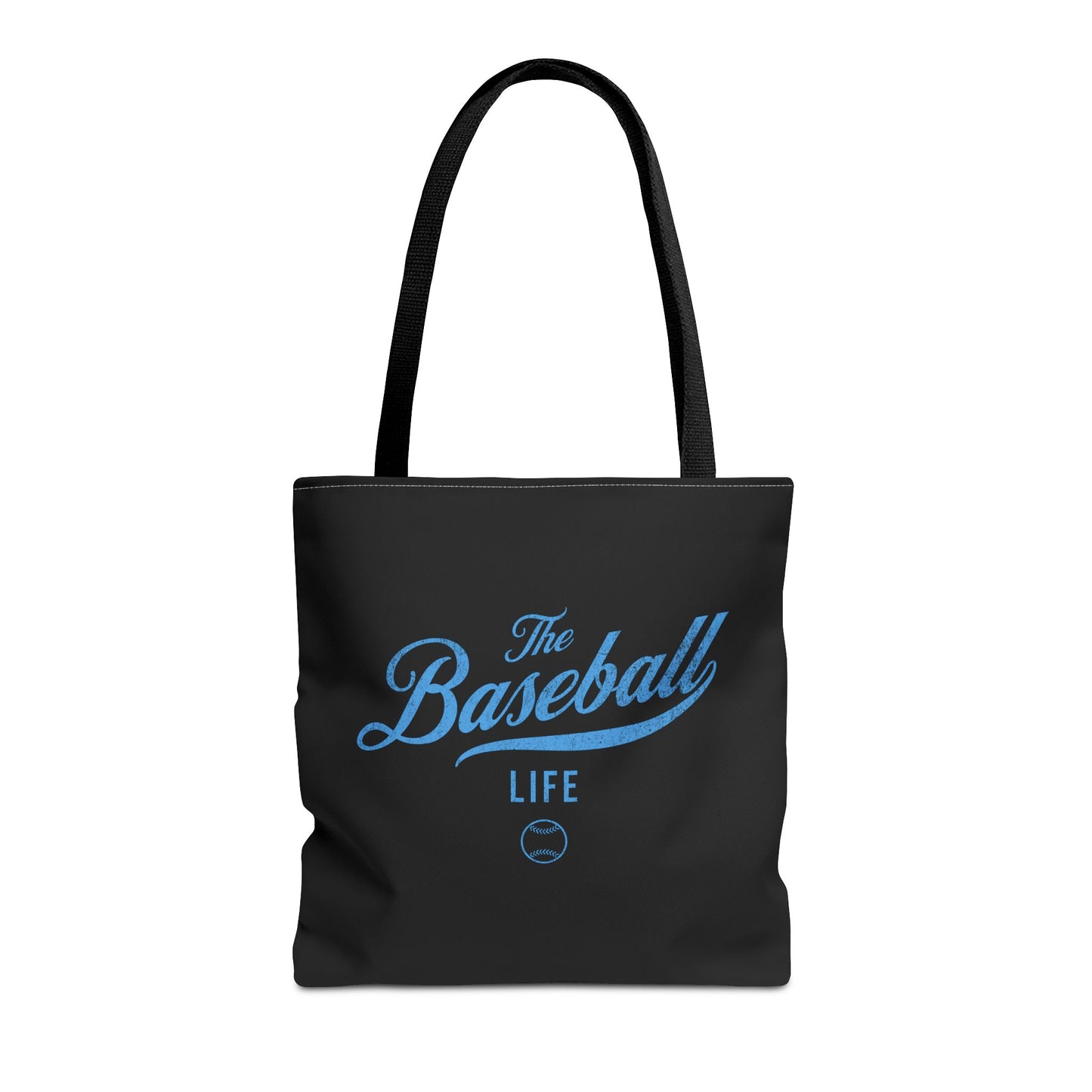 The Baseball Life Tote Bag_Black w Carolina Blue Print