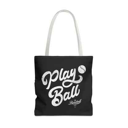 Play Ball Script Tote Bag_Black