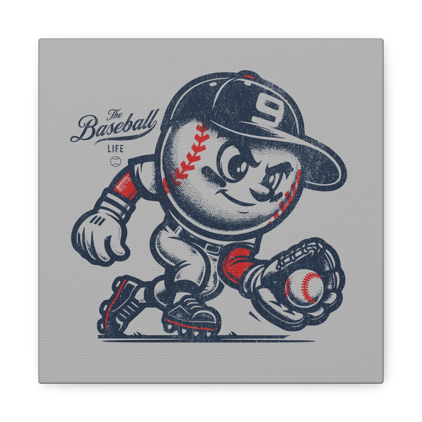 Mr. Baseball Mascot Fielding Wall Art Canvas