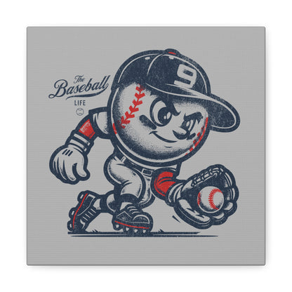 Mr. Baseball Mascot Fielding Wall Art Canvas