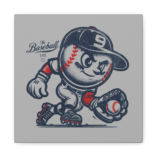 Mr. Baseball Mascot Fielding Wall Art Canvas