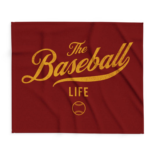 Fleece Blanket_Maroon w Yellow Gold Print