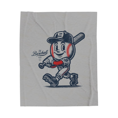 Velveteen Plush Blanket_Mr. Baseball Mascot Batter Up!