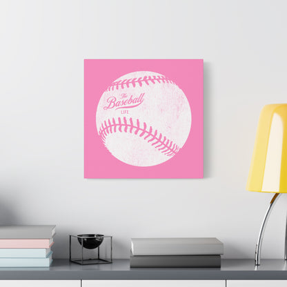 Weathered Baseball Wall Art Canvas_Bubble Gum Pink