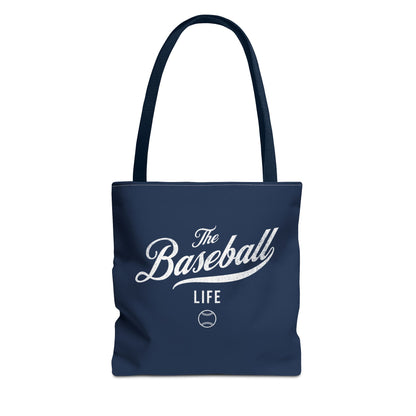The Baseball Life Tote Bag_Navy w White Print