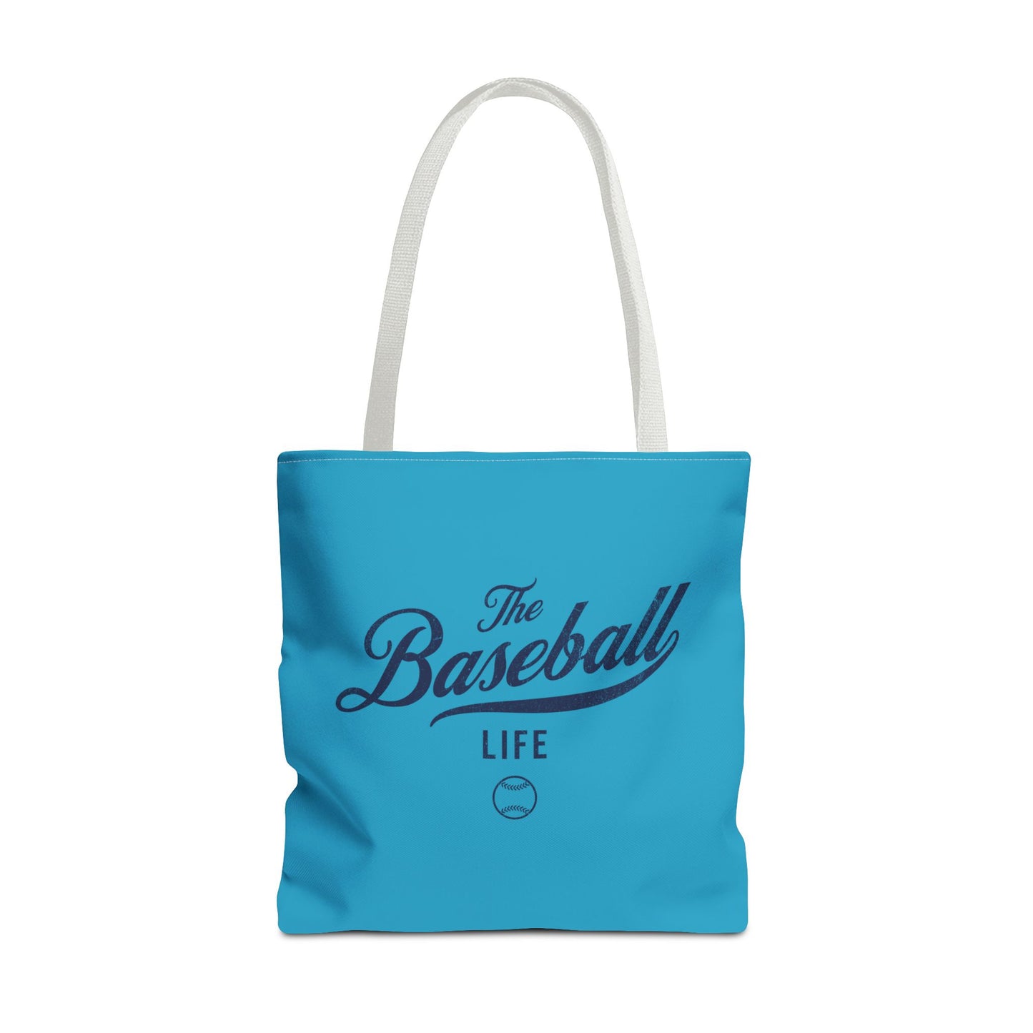 The Baseball Life Tote Bag_Turquoise w Navy Print