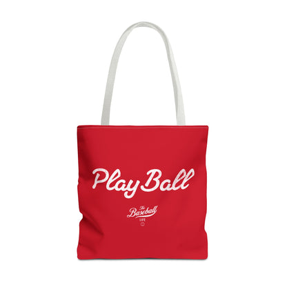 Play Ball Tote Bag_Red with White Print