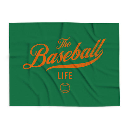 Fleece Blanket_Green w Orange Print
