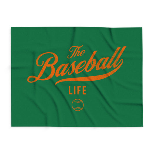 Fleece Blanket_Green w Orange Print